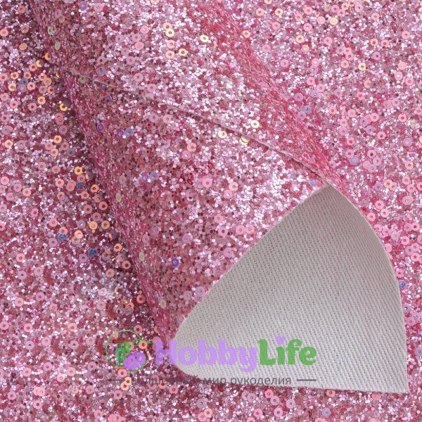 Кожзам "Блестки и пайетки" 20*30 см (1 лист), розовый №8
