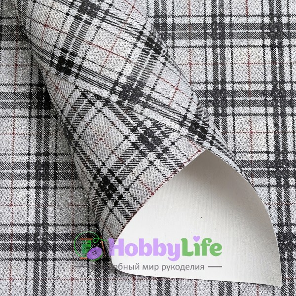 Кожзам "Клетка" А4, серебро №8