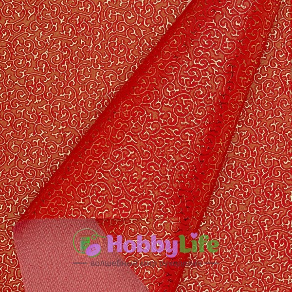 Кожзам "Узор" А4, красный/золото №9