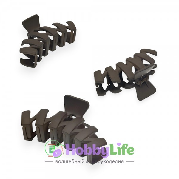 Крабики для волос матовые 11*5 см (1 шт), коричневый