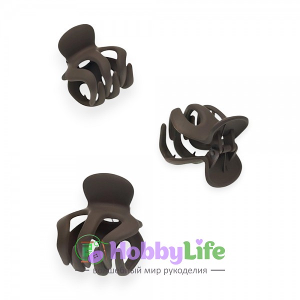 Крабики для волос матовые 5*4,5 см (1 шт), коричневый