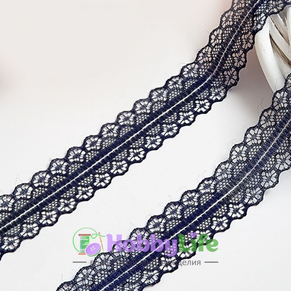 Кружево 3 см (1 м), темно-синий №20