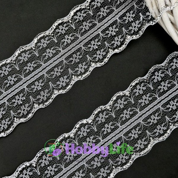 Кружево с люрексом 4,5 см (1 м), белый/серебро