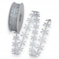 Лента фигурная 2,5 см (1 м) "Снежинки", серебро
