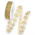 Лента фигурная 2,5 см (1 м) "Снежинки", золото