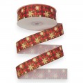 Лента репсовая 2,5 см (1 м) с рисунком "Новогодняя", №1