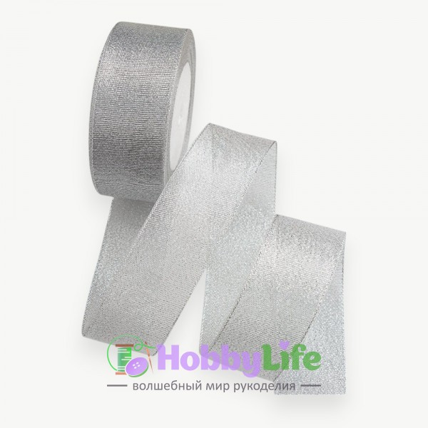Лента парча 4 см*23 м (1 шт), серебро