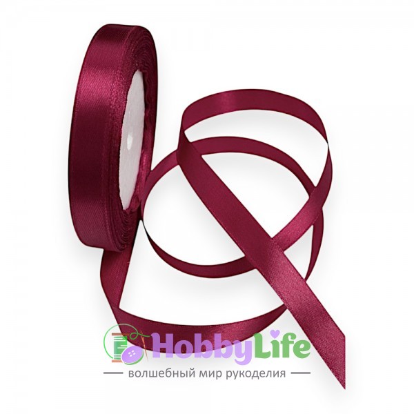 Лента атласная 1,2 см*23 м, бордовый №037