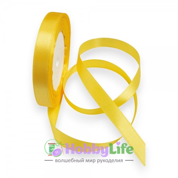 Лента атласная 1,2 см*23 м, желтый №132
