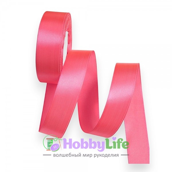 Лента атласная 2,5 см*23 м, ярко-розовый №014