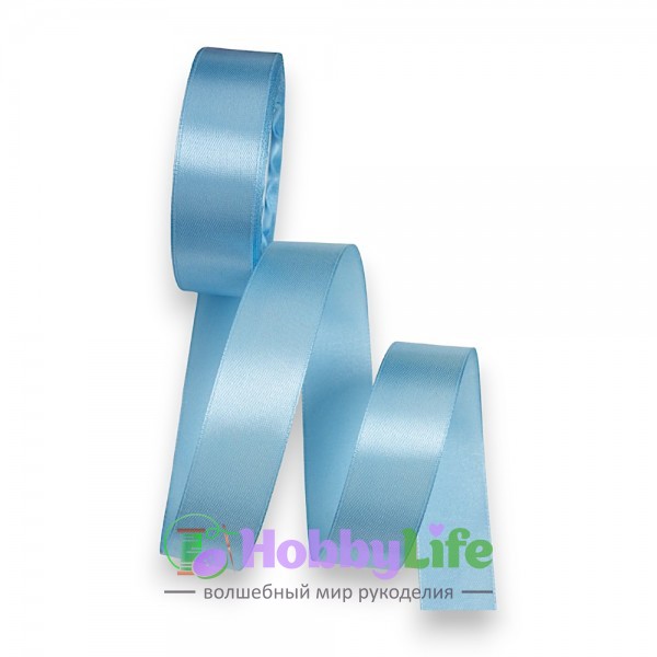 Лента атласная 2,5 см*23 м, голубой №187