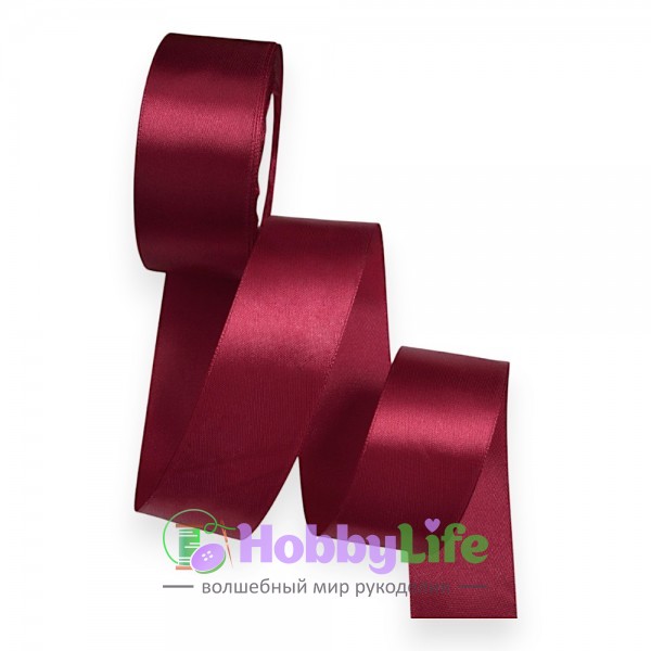 Лента атласная 4 см*23 м, бордовый №037