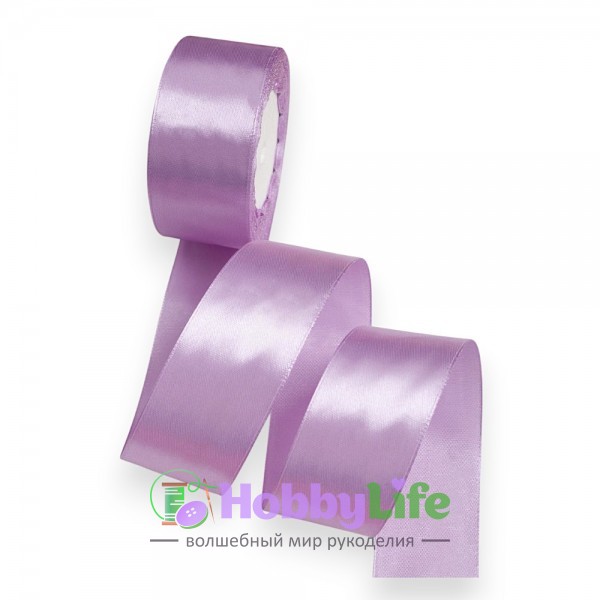 Лента атласная 4 см*23 м, сиреневый №069