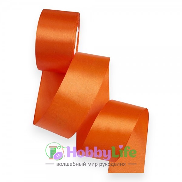 Лента атласная 5 см*23 м, оранжевый №144