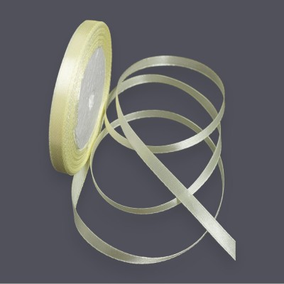 Лента атласная 0,6 см*23 м, светло-желтый №09