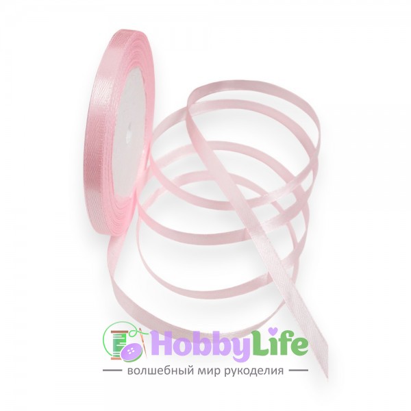 Лента атласная 0,6 см*23 м, розовый №04