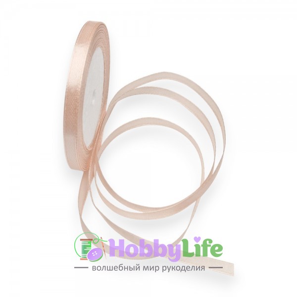 Лента атласная 0,6 см*23 м, пепельно-розовый №041