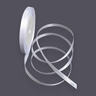 Лента атласная 0,6 см*23 м, белый №01