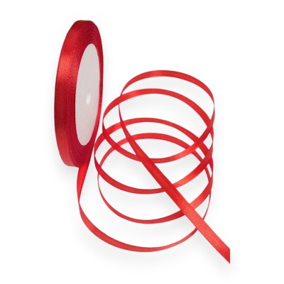 Лента атласная 0,6 см*23 м, красный №026