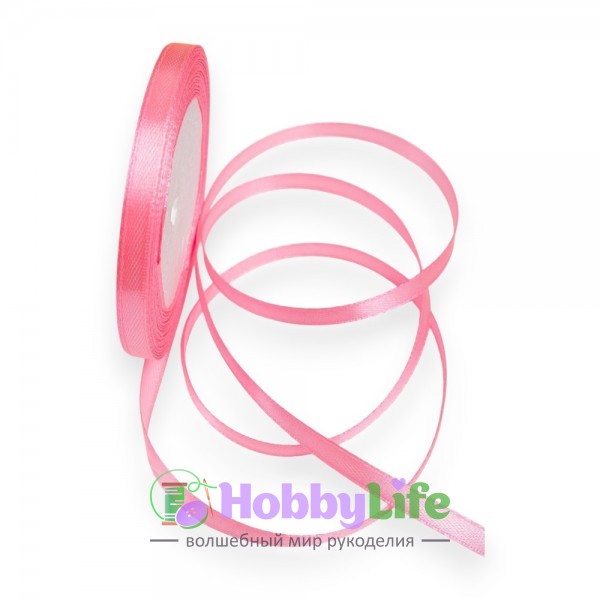 Лента атласная 0,6 см*23 м, розовый №05
