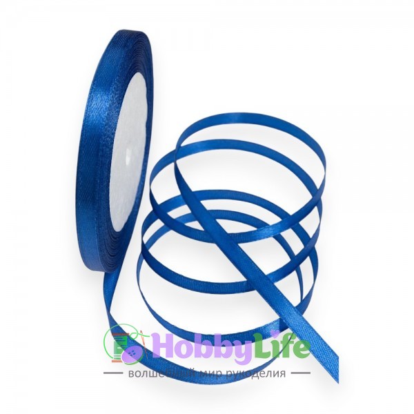 Лента атласная 0,6 см*23 м, синий №040