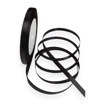 Лента атласная 0,6 см*23 м, черный №039