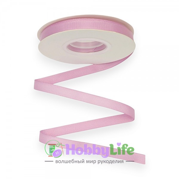Лента репсовая 1 см*18 м "1 сорт", розовый №255