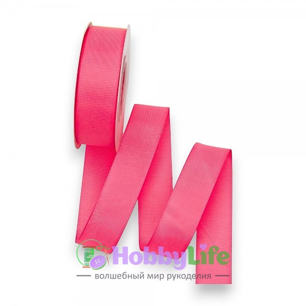 Лента репсовая 2,5 см "1 сорт", ярко-розовый №14