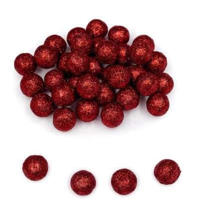 Новогоднее украшение "Шарик" 2 см (10 шт), красный