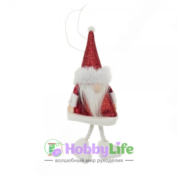 Новогоднее украшение "Гномик" 18 см (1 шт), красный