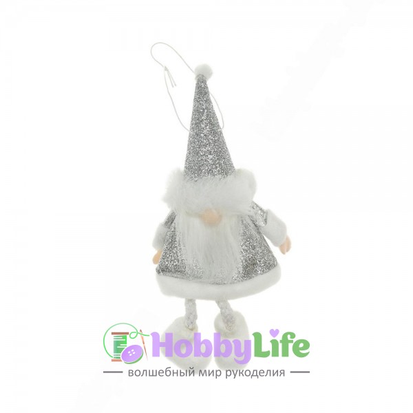 Новогоднее украшение "Гномик" 18 см (1 шт), серебро