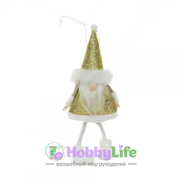 Новогоднее украшение "Гномик" 18 см (1 шт), золото