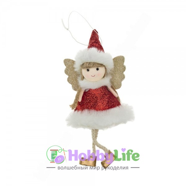 Новогоднее украшение "Куколка" 18 см (1 шт), красный
