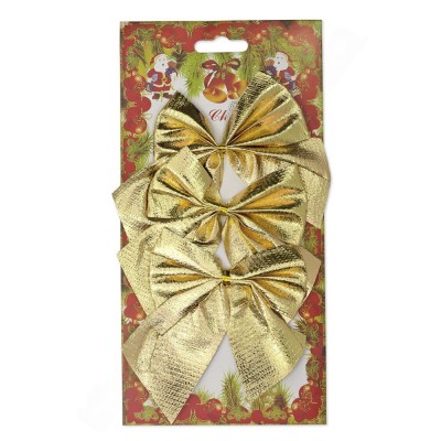 Новогодние банты 11 см (3 шт), золото