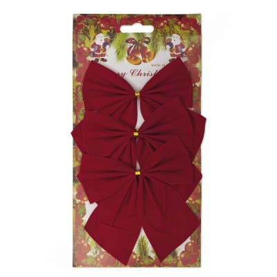 Новогодние банты 11 см (3 шт), красный