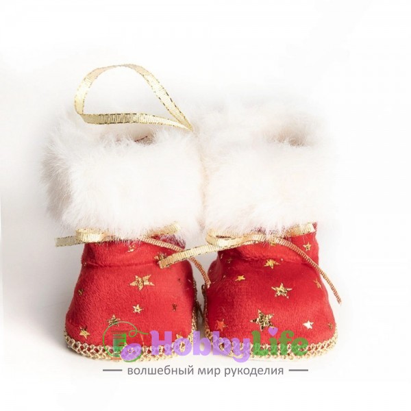 Новогоднее украшение "Сапожки" 10*7*7 см, красный