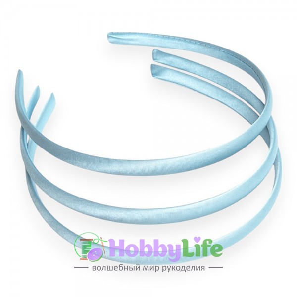Ободки для волос с атласной тканью пластик. 1 см (1 шт), голубой №104