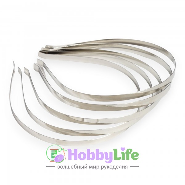 Ободки для волос металл 6 мм (1 шт), серебро