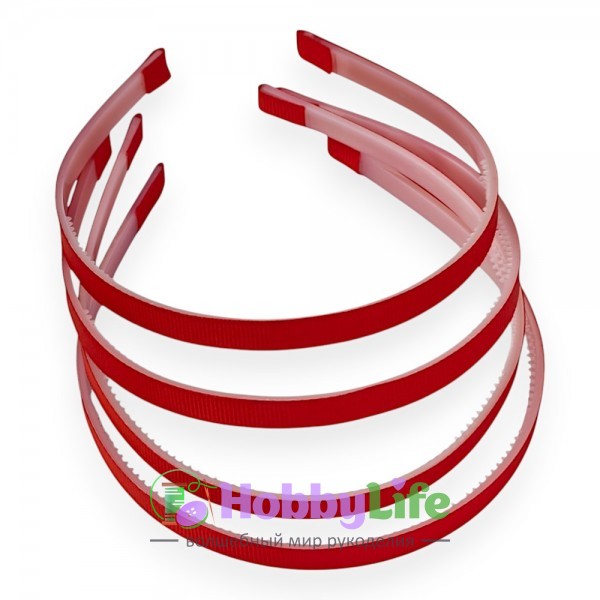 Ободки для волос с репсовой тканью пластик. 1 см (1 шт), красный №038