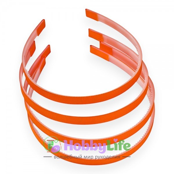 Ободки для волос с репсовой тканью пластик. 1 см (1 шт), оранжевый №102