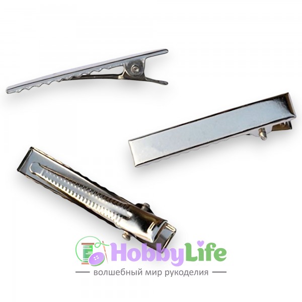 Зажим металлический 7,5 см (1 шт), серебро