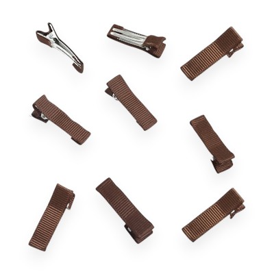 Зажим 3,5 см, с репсовой лентой (1 шт), шоколадный