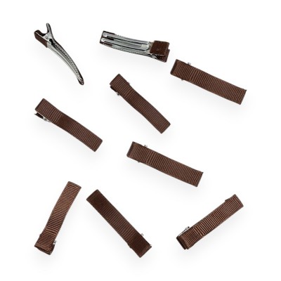 Зажим 5 см, с репсовой лентой (1 шт), шоколадный