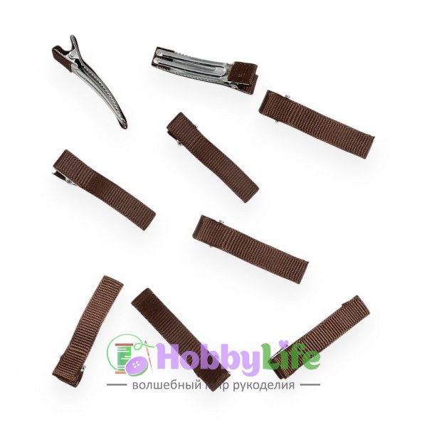Зажим 5 см, с репсовой лентой (1 шт), шоколадный