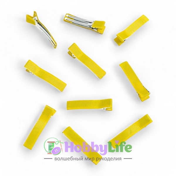 Зажим 5 см, с репсовой лентой (1 шт), желтый