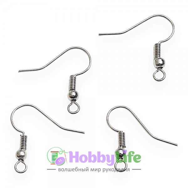 Швензы-крючки с бусиной (2 шт), серебро