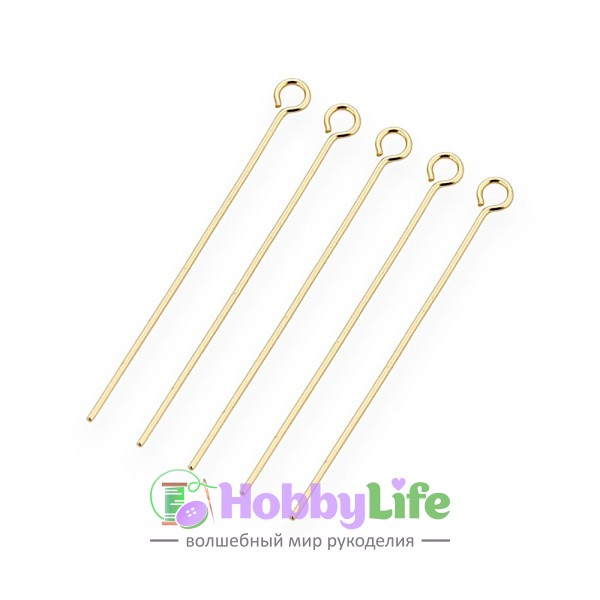 Пины с петелькой 22 мм (25 шт), золото