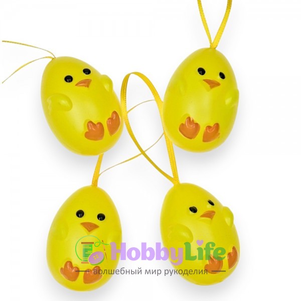 Пасхальный декор "Яйца цыплята" 5,5 см (6 шт)