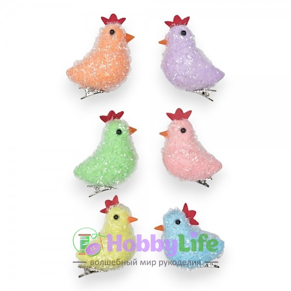 Пасхальный декор "Курочки" 6 см (6 шт)