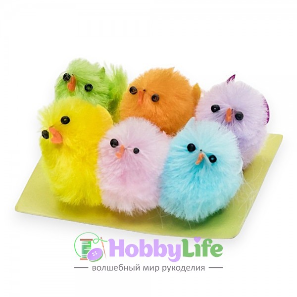 Пасхальный декор "Цыплята" 3 см (6 шт)